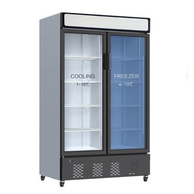 Dispositivo di raffreddamento di vetro commerciale a doppia temperatura 470L combinato del congelatore della porta
