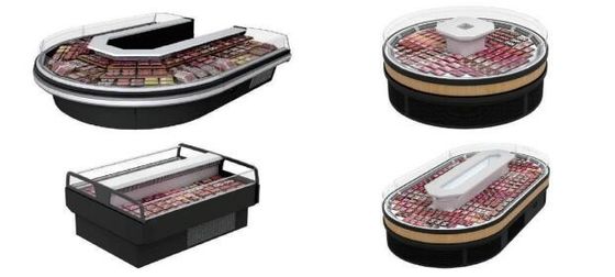 L'aria ha raffreddato i contenitori per esposizione commerciali della carne del frigorifero dell'esposizione della carne