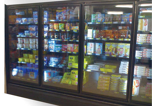 Bassa temperatura di vetro dritta del congelatore dell'esposizione della porta del supermercato