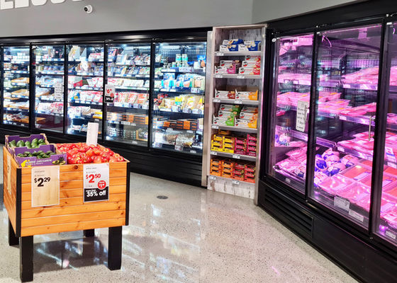 Bassa temperatura di vetro dritta del congelatore dell'esposizione della porta del supermercato