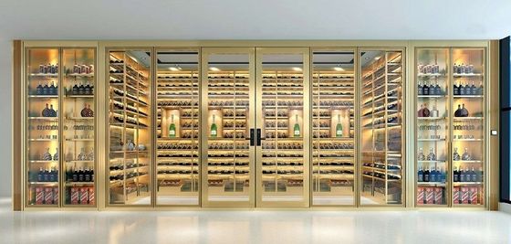 Porte di vetro della cantina moderna della struttura di acciaio inossidabile