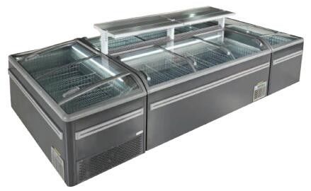 Congelatore superiore di vetro R404a R290 490L 610L dell'isola della porta di vetro di scivolamento del supermercato